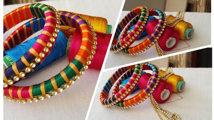 How to make extra thread silk thread bangles at home || latest silk thread bangles