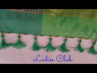How to make Saree Kuchu with Crystals and Beads Design - 2 I Detailed Tutorial