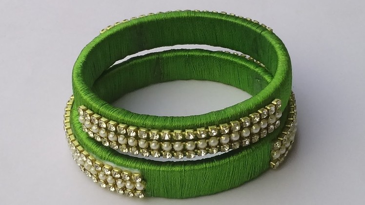 How to make silk thread bangles at home.with old bangles.simple n easy