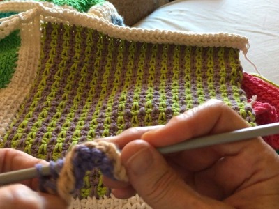 Tunisian Crochet: Afghan Sampler Block 37 (Vertical Stripes)