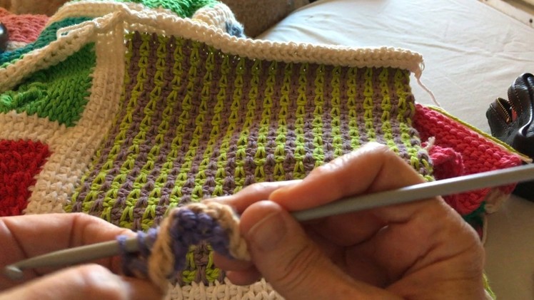 Tunisian Crochet: Afghan Sampler Block 37 (Vertical Stripes)