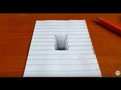 Very Easy!! How To Drawing 3D Hole - Trick Art on Line Paper