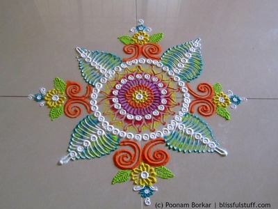 Beautiful and easy free hand rangoli | Creative rangoli design | Poonam Borkar rangoli designs