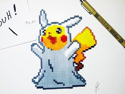 Cute Ghost Pikachu Drawing - Pixel Art Pokemon