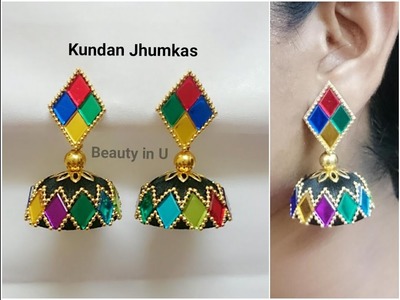 Designer Kundan Silk Thread Earrings | Tutorial