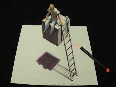 Drawing Seated Figure, 3D Trick Art
