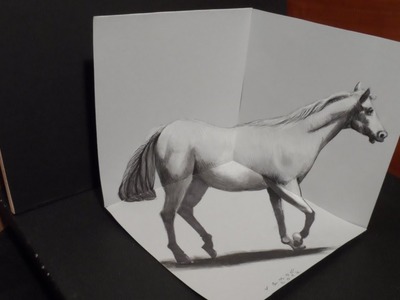 Drawing White Horse, 3D Artistic Graphic