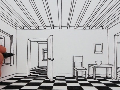How to Draw a Room in 1-Point Perspective: Narrated Drawing
