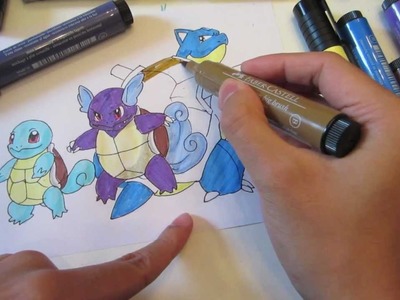 How to draw pokemon: No.7 Squirtle, No.8 Wartortle, No.9 Blastoise