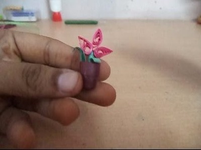 Kawaii miniature quilled flower pot