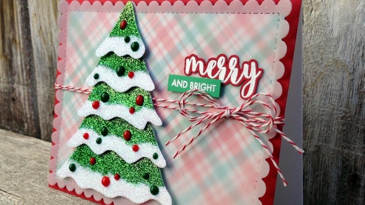 Ombre Glitter Christmas Tree Card -  Merry and Bright - A Card Making Process Video