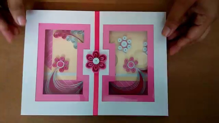 Paper quilling greeting card - Pink