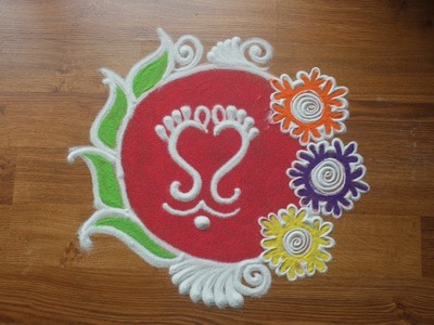 Quick, Easy and beautiful Instant Rangoli design with colours for Diwali
