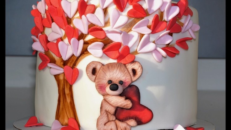 Cake decorating tutorials - how to make a valentine teddy bear cake - Sugarella Sweets