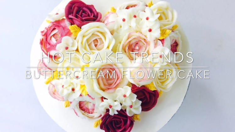 CAKE TRENDS 2017 Valentine's Day buttercream flower cake - How to make by Olga Zaytseva