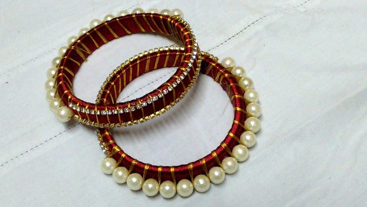 HOW TO MAKE A SILK THREAD BANGLES WITH PEARLS