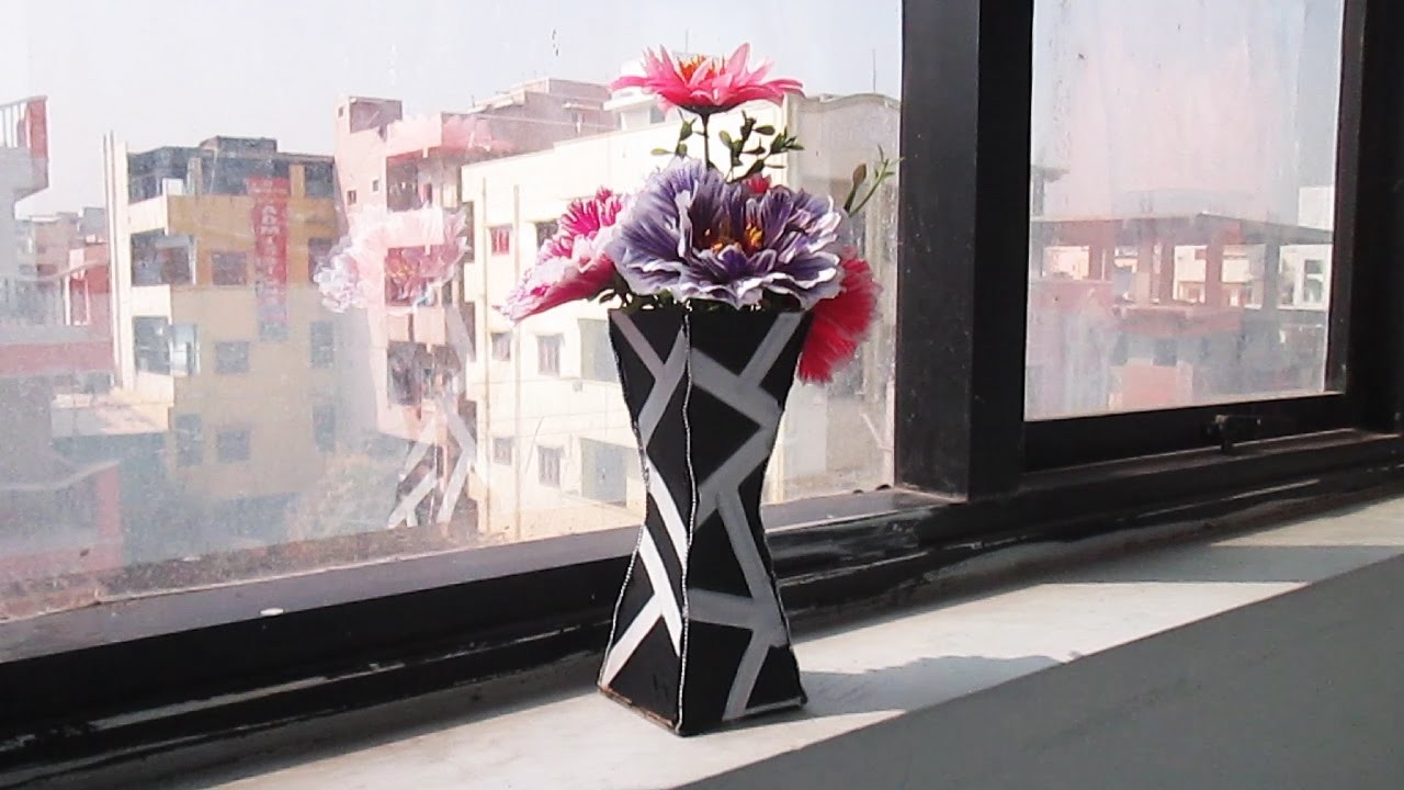 How to make Cardboard flower vase | DIY Cardboard crafts