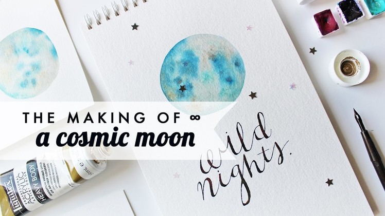 How to Watercolor x A Cosmic Moon! | Simple step-by-step