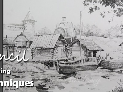 Pencil Drawing Techniques | How to Draw A Beautiful Landscape | step by step