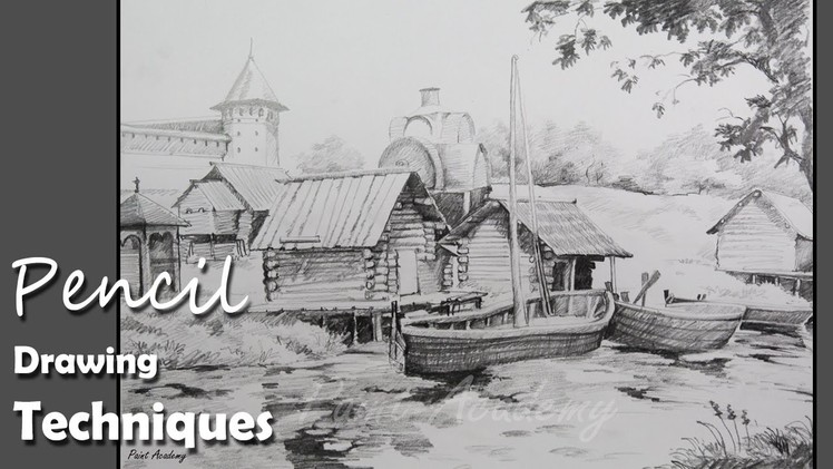 Pencil Drawing Techniques | How to Draw A Beautiful Landscape | step by step