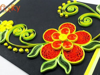 Quilling Paper Crimped flower card: How to make Quilling paper Crimped flower card