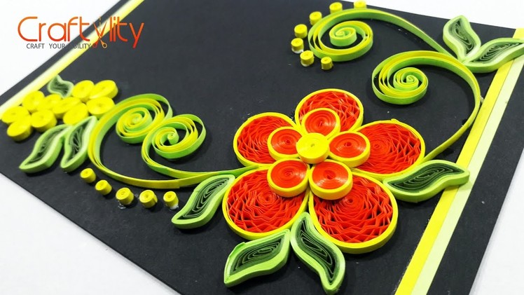 Quilling Paper Crimped flower card: How to make Quilling paper Crimped flower card