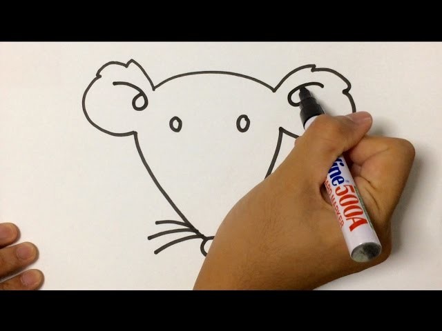SIMPLE LESSON HOW TO DRAW ANIMAL : MOUSE FACE USING MARKER PEN