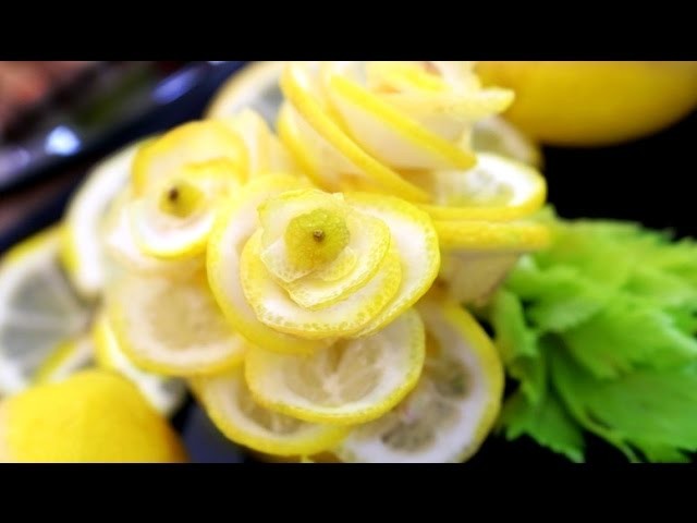 Step By Step: How It's Made Lemon Rose Flower | Vegetable Carving Garnish | Food Decoration
