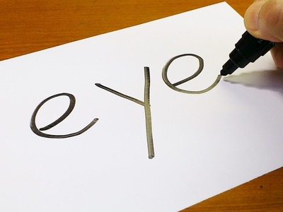Very Easy ! How to turn words EYE into a Cartoon - art on paper for kids