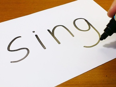 Very Easy ! How to turn words SING into a Cartoon - art on paper for kids