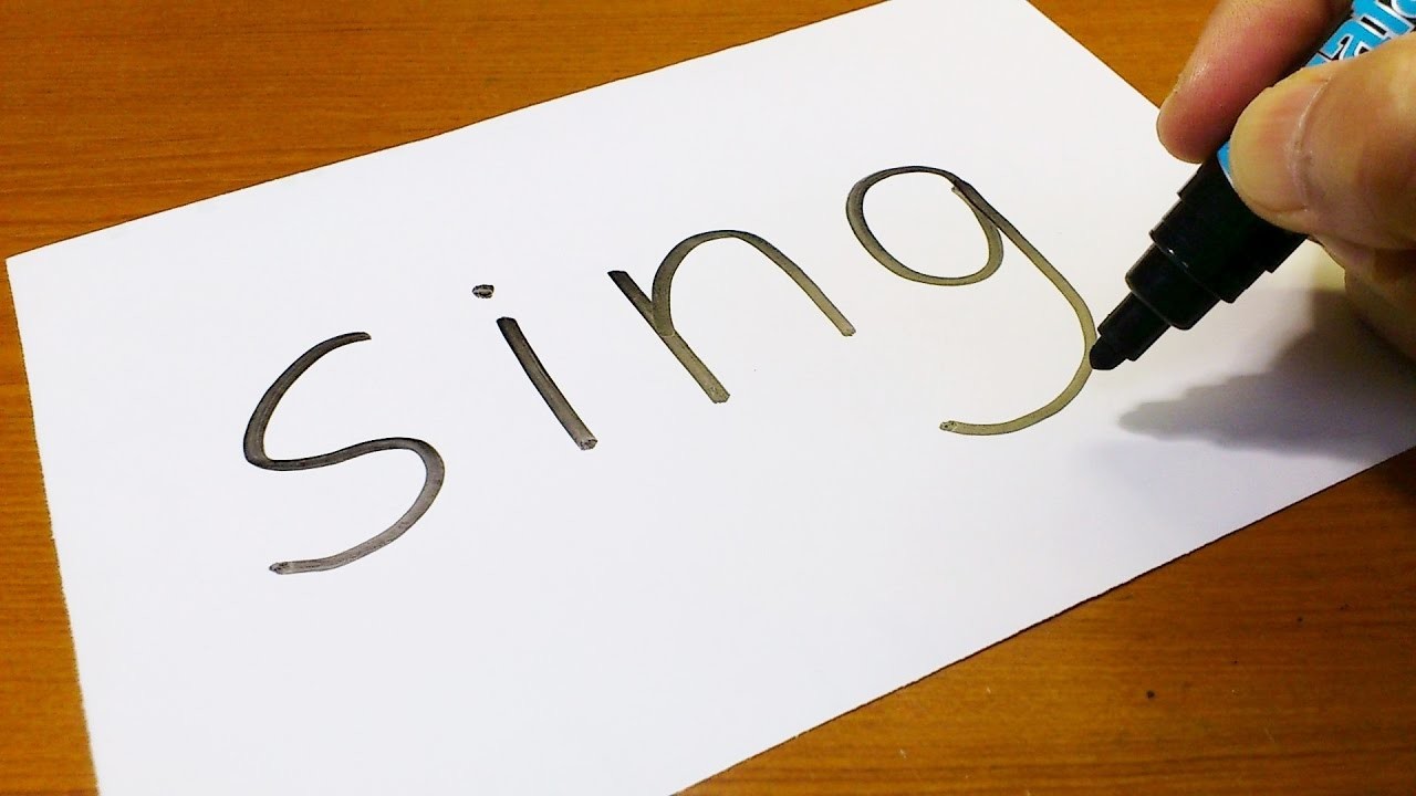 Very Easy ! How to turn words SING into a Cartoon - art on paper for kids
