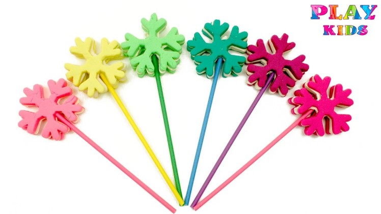 DIY Play-Doh rainbow Snowflake | Make lollipop Little Snowflake| Learn color Play-Doh Snowflake mold