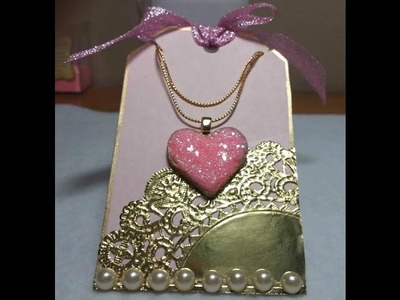 DIY~Sugar Cookie Heart Pendant Necklace W. Matching Tag! EASY!
