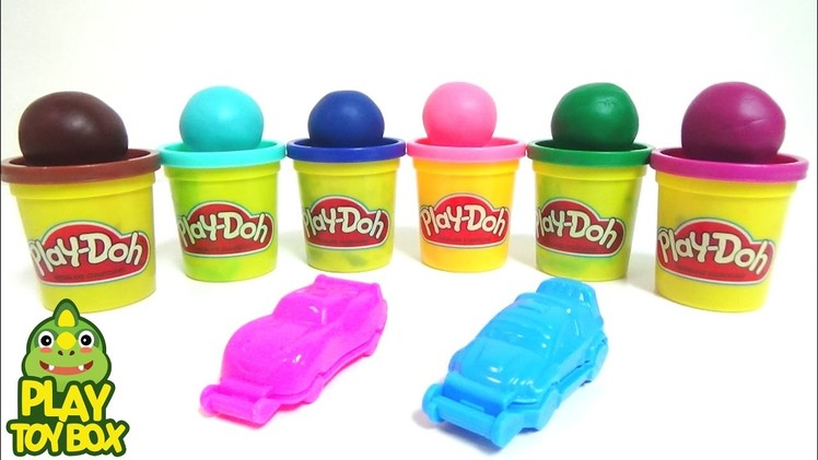 Make CARS with Play Doh DIY learn Colours Clay Poli Cup Pokemon GO Capsule