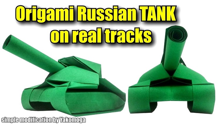 Origami tank on real tracks Russian