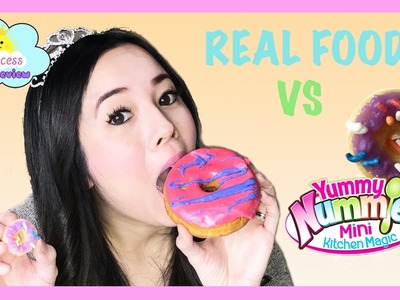 Real Food vs. Yummy Nummies! Mini Kitchen Donut Maker DIY Kit for Kids with Princess ToysReview