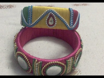 Silk thread bangle making with beads