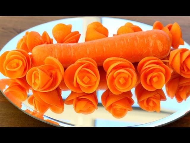 Art In Carrot Rose Flower | Vegetable Carving Garnish | Food Decoration | Party Garnishing