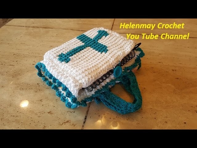 Crochet Book Cover With Cross Emblem and handles DIY Video Tutorial