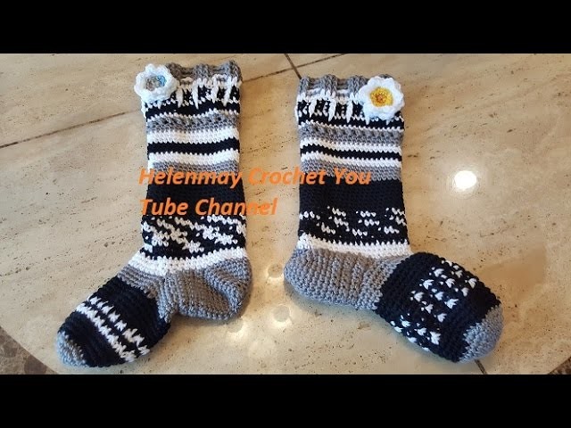 Crochet Quick and Easy Beginner Knee High Sock Slippers DIY Tutorial