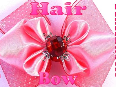 DIY hair accessories, Ribbon hair bow, Kanzashi bow tutorial, how to make