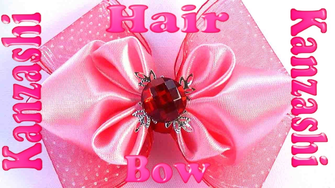 DIY hair accessories, Ribbon hair bow, Kanzashi bow tutorial, how to make