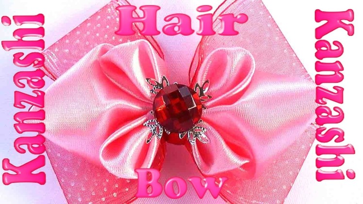 DIY hair accessories, Ribbon hair bow, Kanzashi bow tutorial, how to make