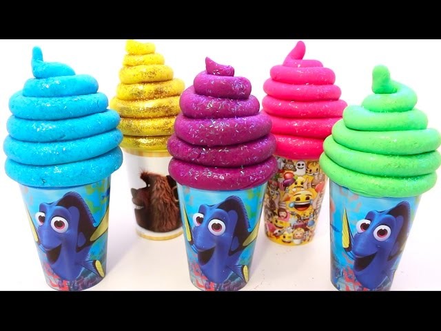 DIY Play Doh Super Glitter Ice Cream Learn Colors Foam Surprise Eggs Finding Nemo Dory Superhero