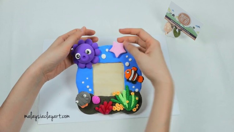 Light Air Dry Clay Tutorial on Photo Frame with Underwater Theme