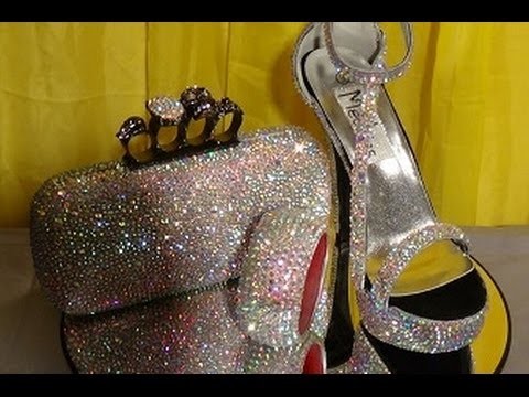 Mechies Shoes: "BLING MY PROM SET 1" Customized Rhinestone Shoes with KNUCKLE CLUTCH & FREE BRACELET