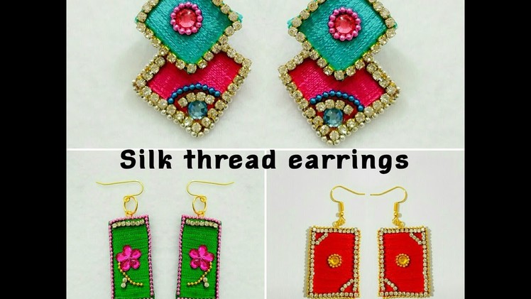 Silk Thread Earrings||Paper Base|| Silk Thread Fancy Earrings(Tutorial)