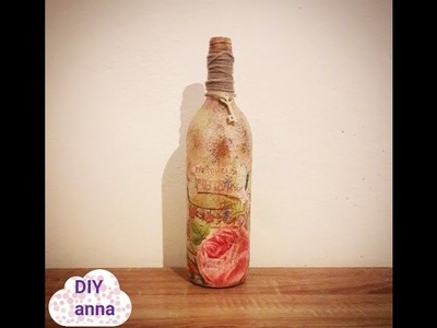 Vintage decoupage bottle - shabby chic
