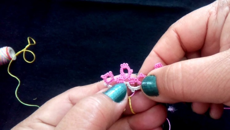 35-Shuttle tatting#Lesson-7,How to add 2nd colour and make a beautiful lace(Hindi.Urdu)