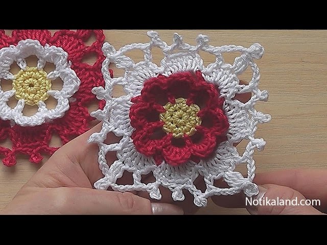 Crochet Square Motif Tutorial  Crochet  Flower Square blanket pattern